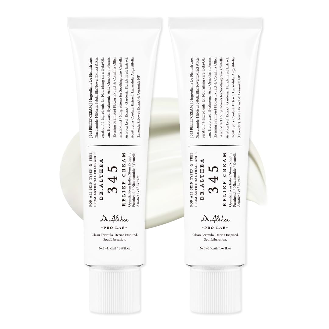 345 Relief Cream | Moisturizer for Soothing Recovery and Blemish Care with PDRN & Niacinamide | Korean Vegan Skin Care for All Skin Types, 0.50 Fl Oz (Ver.2 - Pack of 1)