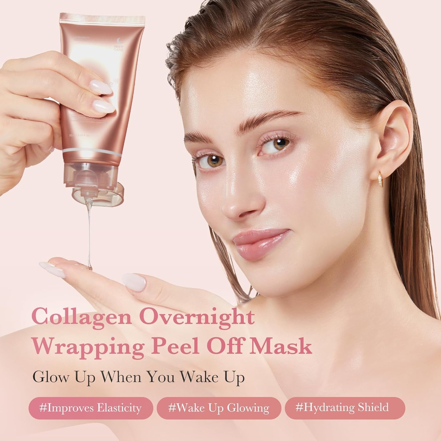 Collagen Night Wrapping Peel off Facial Mask with Jelly Brush