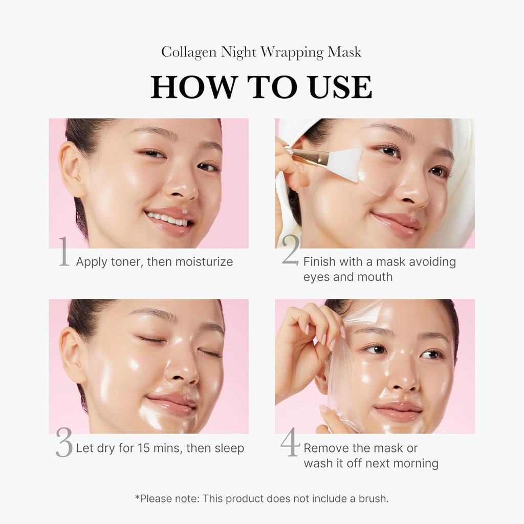 Collagen Night Wrapping Peel off Facial Mask with Jelly Brush