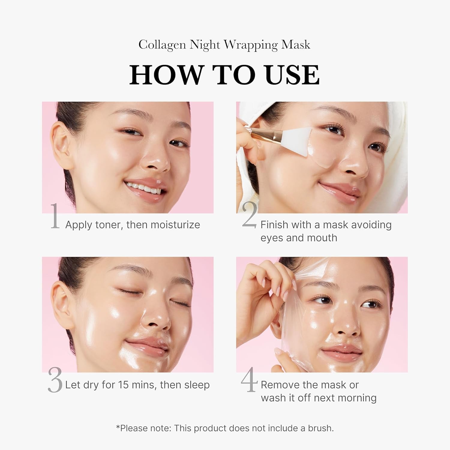 Collagen Night Wrapping Peel off Facial Mask with Jelly Brush